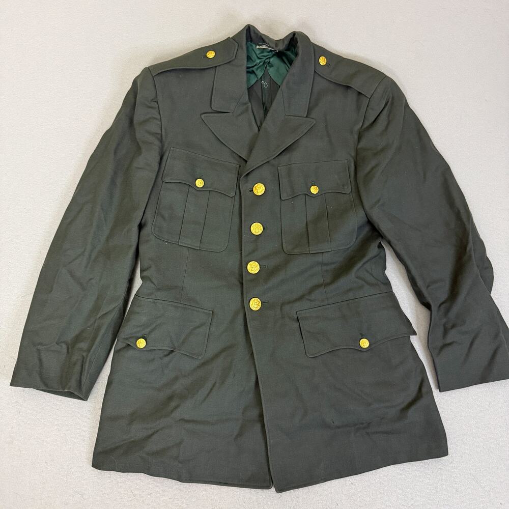 Vintage US Army Wool Serge Dress Coat Jacket Green 44 Short Military